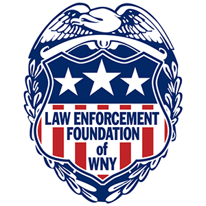 Logo of the Law Enforcement Foundation of WNY featuring a blue and red emblem with three stars, an eagle at the top, and the organization's name in the center.